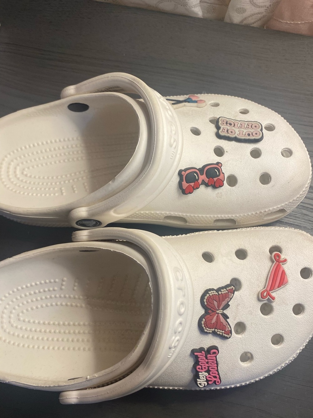 CROCS Kids White Clogs with Colorful Jibbitz Charms